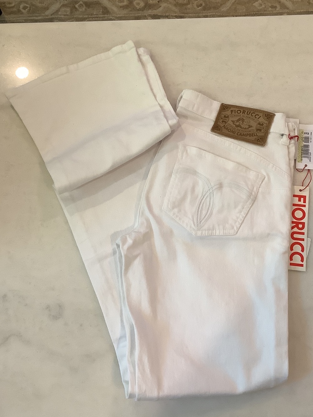 Fiorucci Boot Cut Naomi Campbell Women's White Jeans, Brand New